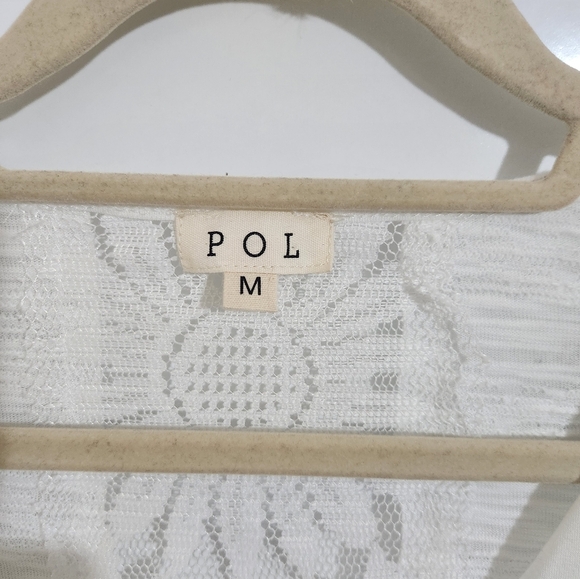 POL Women's White Lace Sleeve Top, Size Medium - Picture 4 of 8